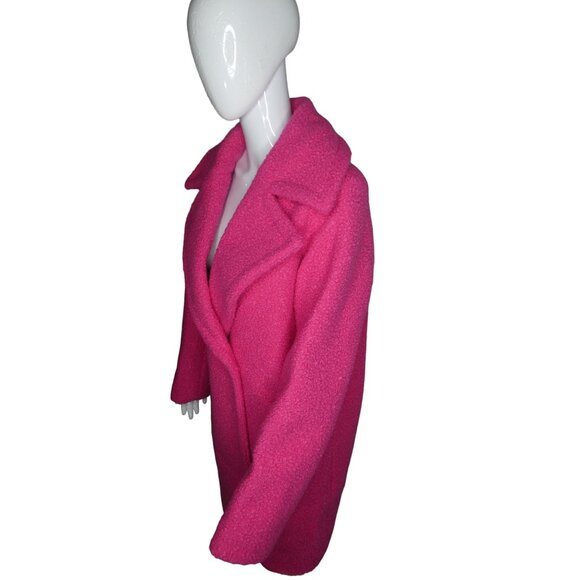 NVLT Women's Flat Boucle Double Breasted Over Coat Fuschia -‎ Medium - Picture 3 of 8